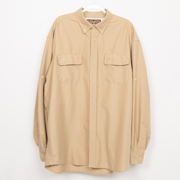 Duluth Trading Co Other - Duluth‎ Trading Co. Button Up Shirt Roll Tab Long Sleeve Relaxed Fit Men Beige